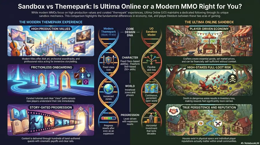 Ultima Online vs Modern MMOs: Honest Comparison (WoW, FFXIV, GW2) — guide hero artwork Ultima Online vs Modern MMOs: Honest Comparison (WoW, FFXIV, GW2) — guide hero artwork